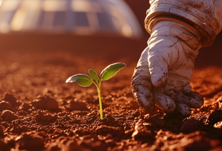 Des micro-organismes terrestres, dont des pathogènes humains comme Klebsiella pneumoniae, survivent à des conditions spatiales simulées, reproduisant les conditions sur Mars, sur la Lune ou encore Jupiter et Saturne (Visuel Adobe Stock 1757726612)