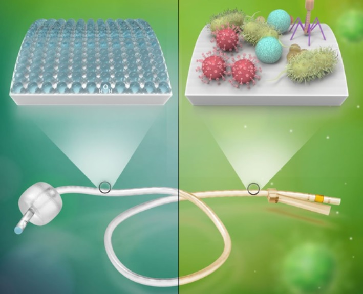 A l’hôpital, des microbes nocifs se développent sur les dispositifs médicaux implantés (Visuel Amir Sheikhi/Penn State). 