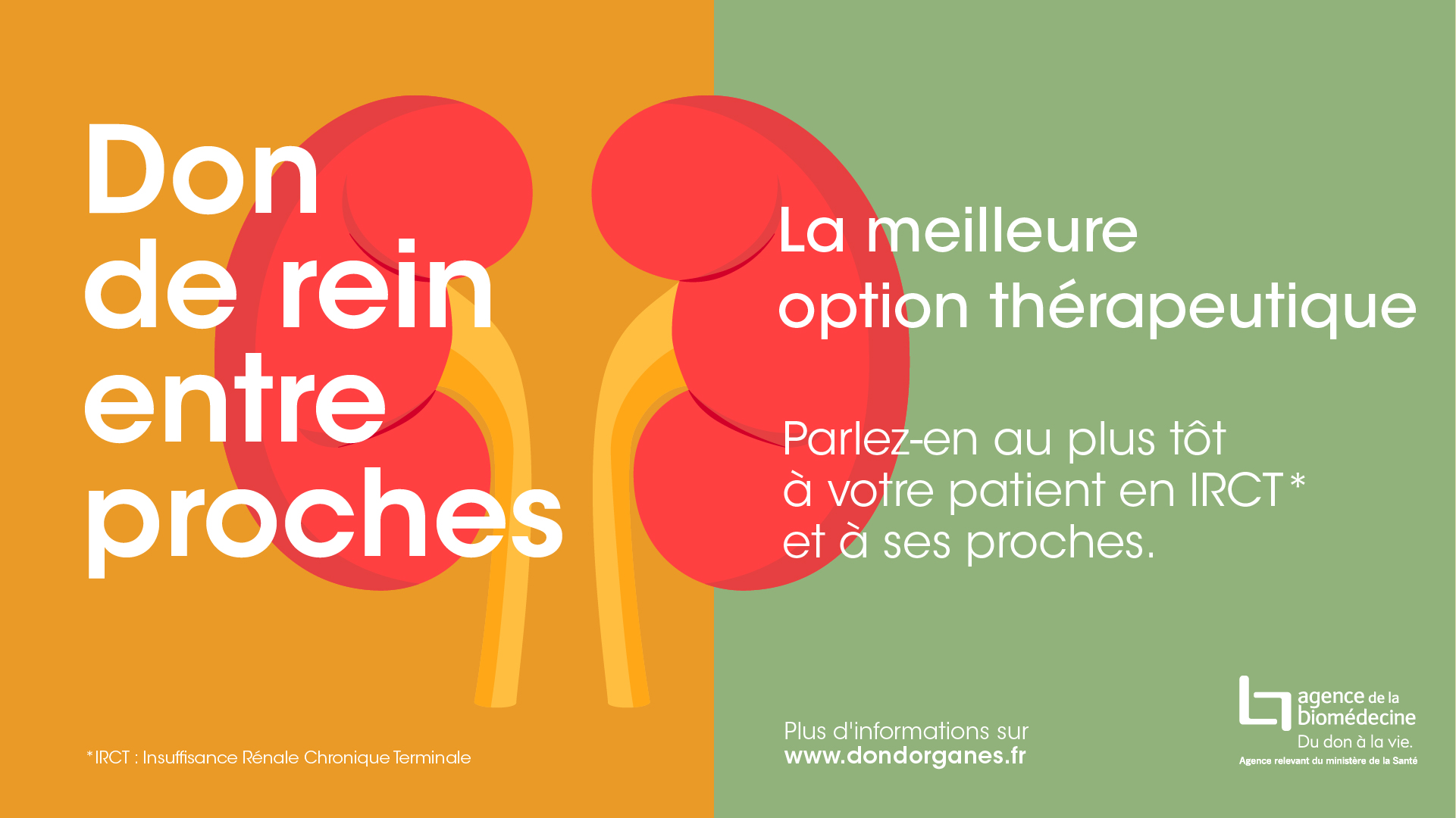 Agir collectivement pour sensibiliser sur le don de rein à un proche contribue à mieux faire accepter cette alternative thérapeutique au grand public (Visuel Agence de la Biomédecine)