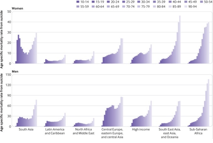 Les taux de mortalité par suicide normalisés selon l'âge ont diminué depuis 1990, mais le suicide reste un facteur majeur de mortalité dans le monde. 