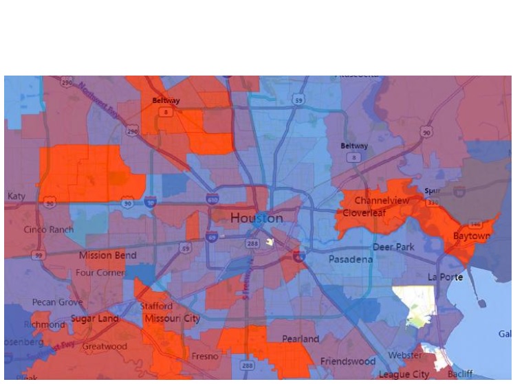 La recherche identifie un grand nombre de souches virales distinctes dans chaque code postal de la région de Houston (Visuel Université du Texas à Austin)