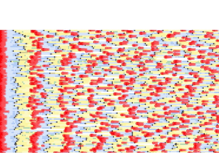 visuel : chaque ligne est un utilisateur, chaque point est un jour. Les couleurs des points correspondant à différents états biologiques visuel : chaque ligne est un utilisateur, chaque point est un jour. Les couleurs des points correspondant à différents états biologiques