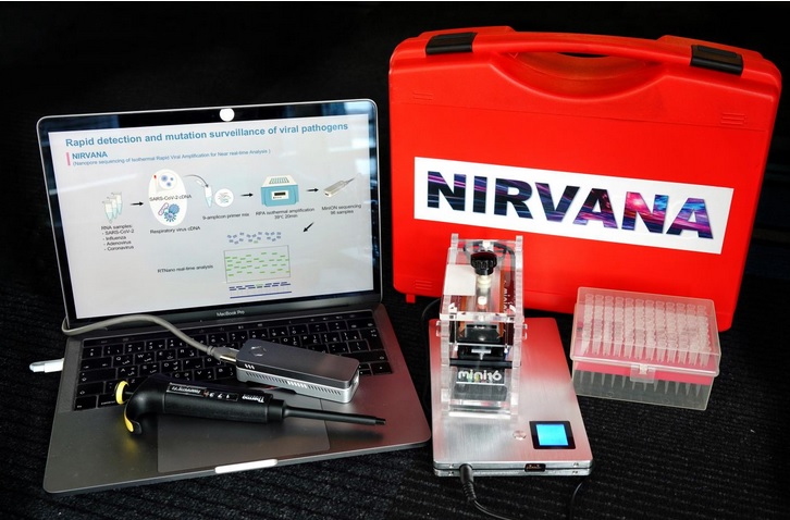 Le système s’appelle Nirvana, pour nanopore sequencing of isothermal rapid viral amplification for near real-time analysis (Visuel Mo Li/KAUST) Le système s’appelle Nirvana, pour nanopore sequencing of isothermal rapid viral amplification for near real-time analysis (Visuel Mo Li/KAUST)