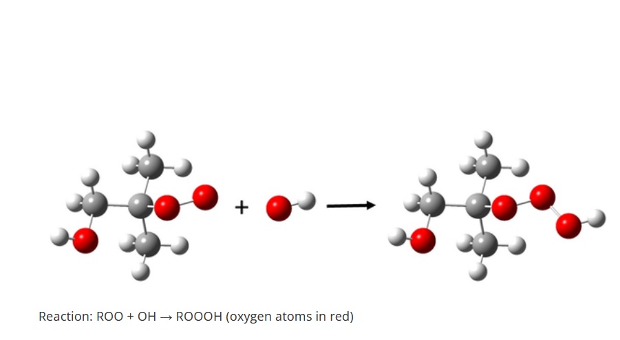 Précisément, les hydrotrioxydes se forment lors d'une réaction entre 2 types de radicaux ( visuel Université de Copenhague)