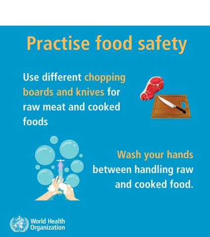 L'OMS a émis des recommandations de précaution, notamment des conseils sur le respect des bonnes pratiques d'hygiène lors de la manipulation et de la préparation des aliments