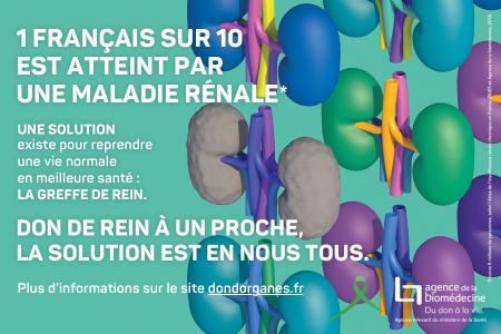 1 Français sur 10 est atteint par la maladie rénale (Visuel Agence de la biomédecine)